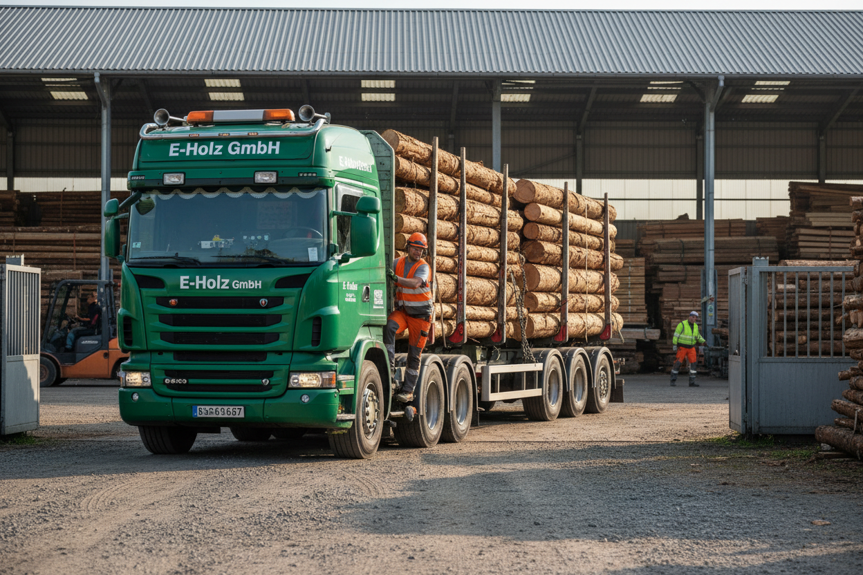LKW-Ladungen von Brennholz